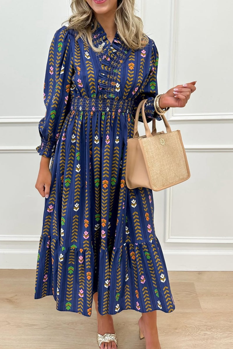 Linear Bloom Maxi Dress