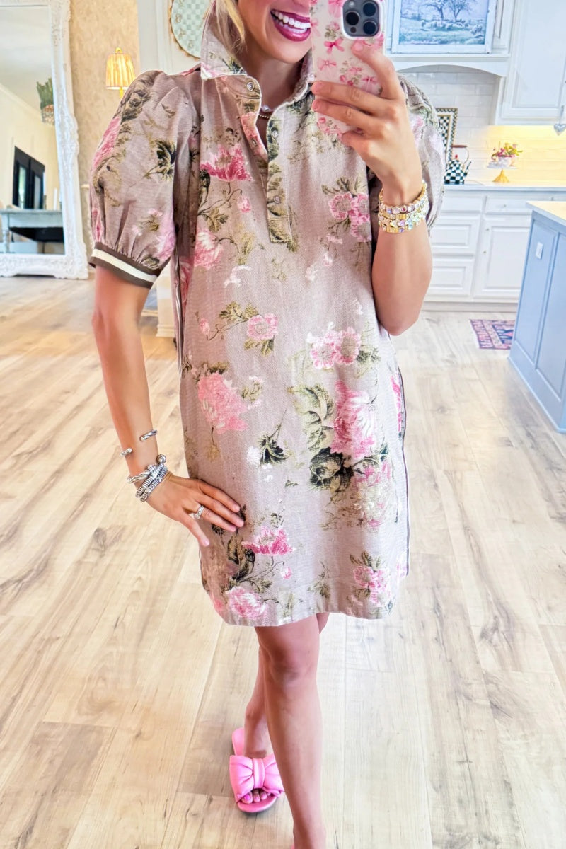 Latte Floral Dress