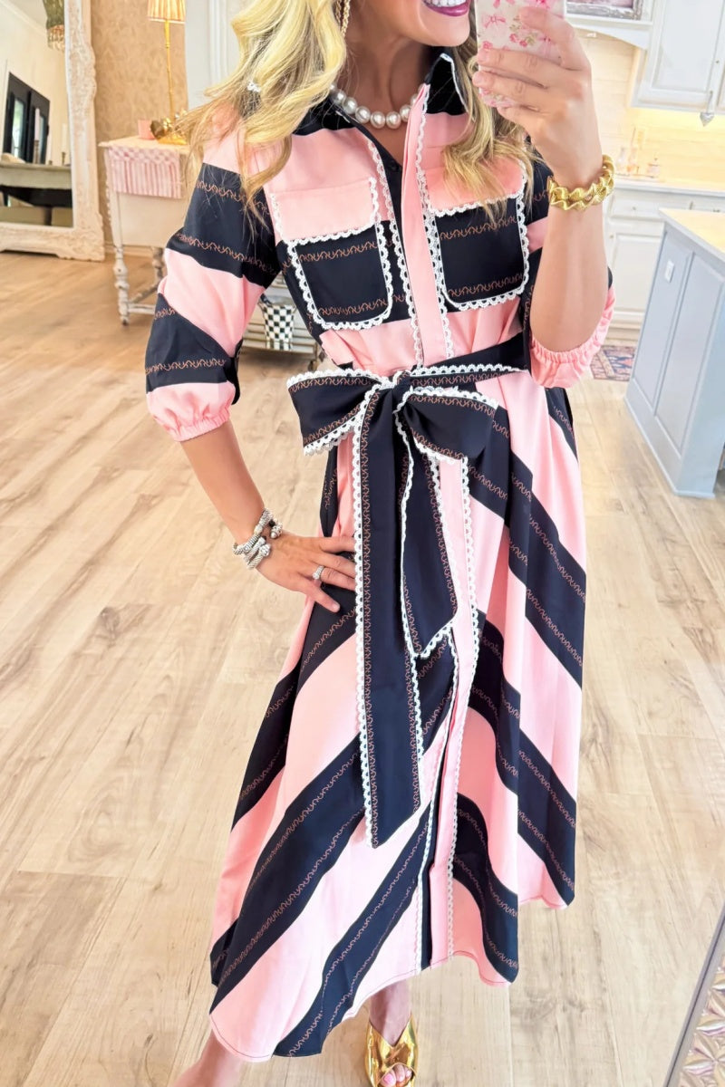 Pink Bold Stripe Maxi Dress