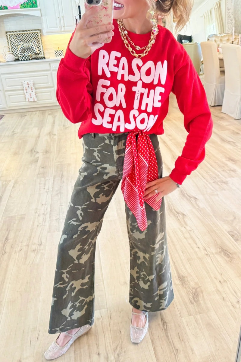 Camo High Waisted Wide Leg Pants