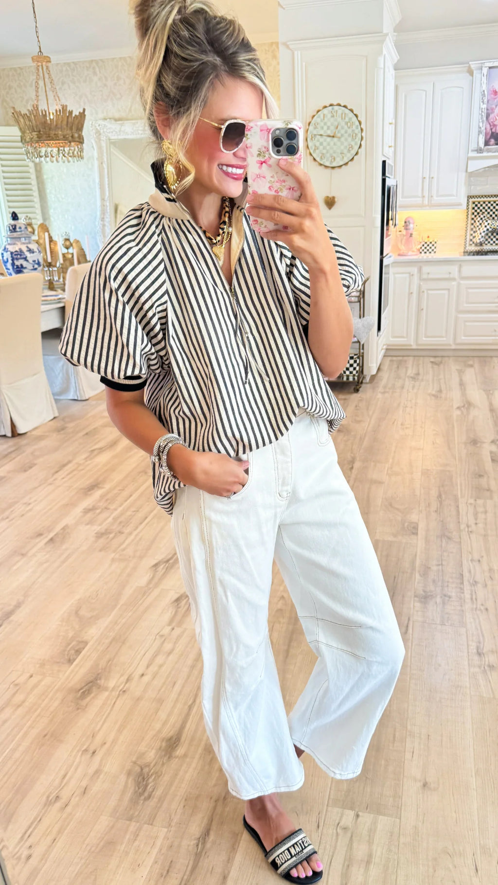 Brick Stripe Half Zip Top