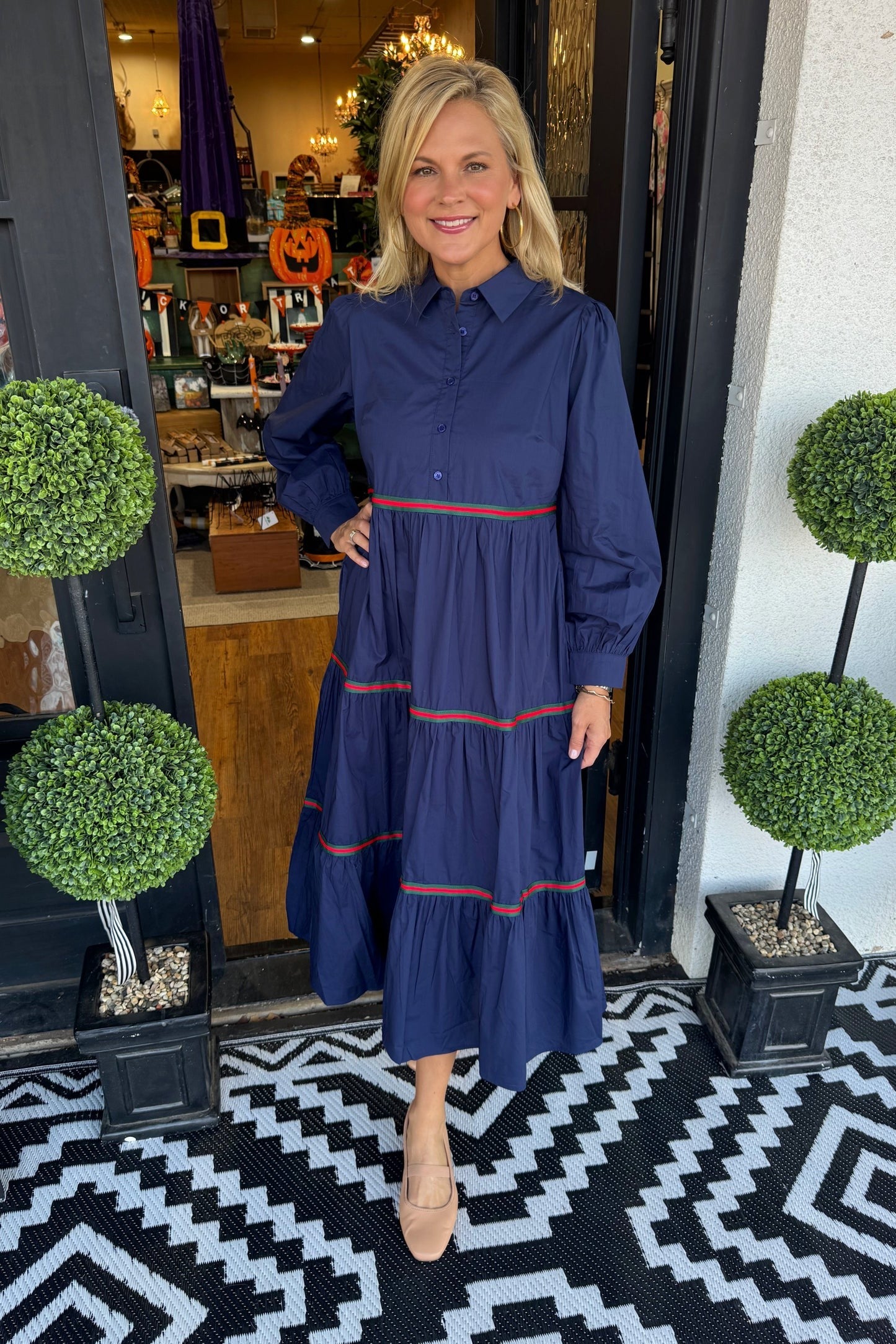 Taupe Tiered Long Sleeve Maxi Dress