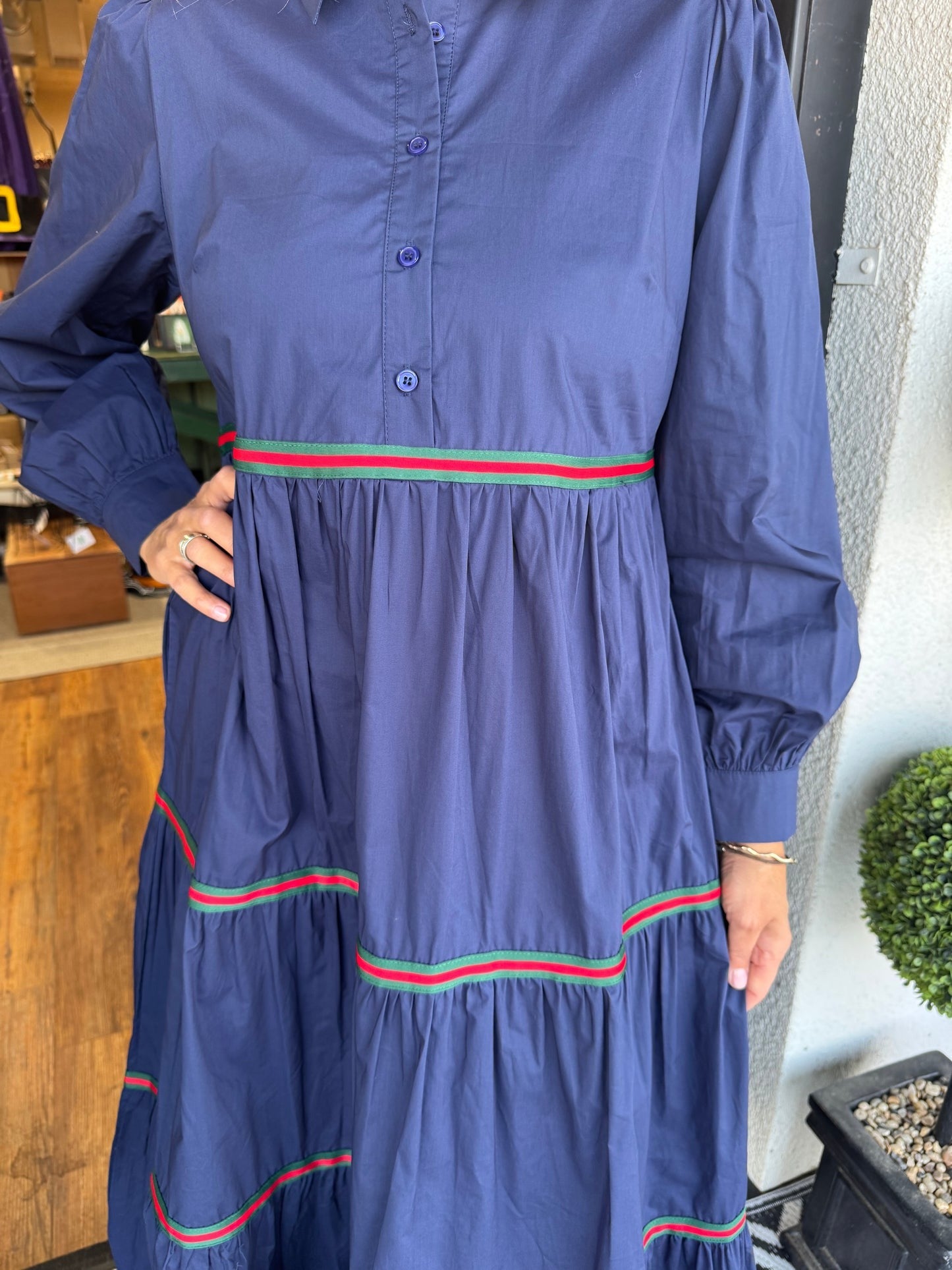 Taupe Tiered Long Sleeve Maxi Dress