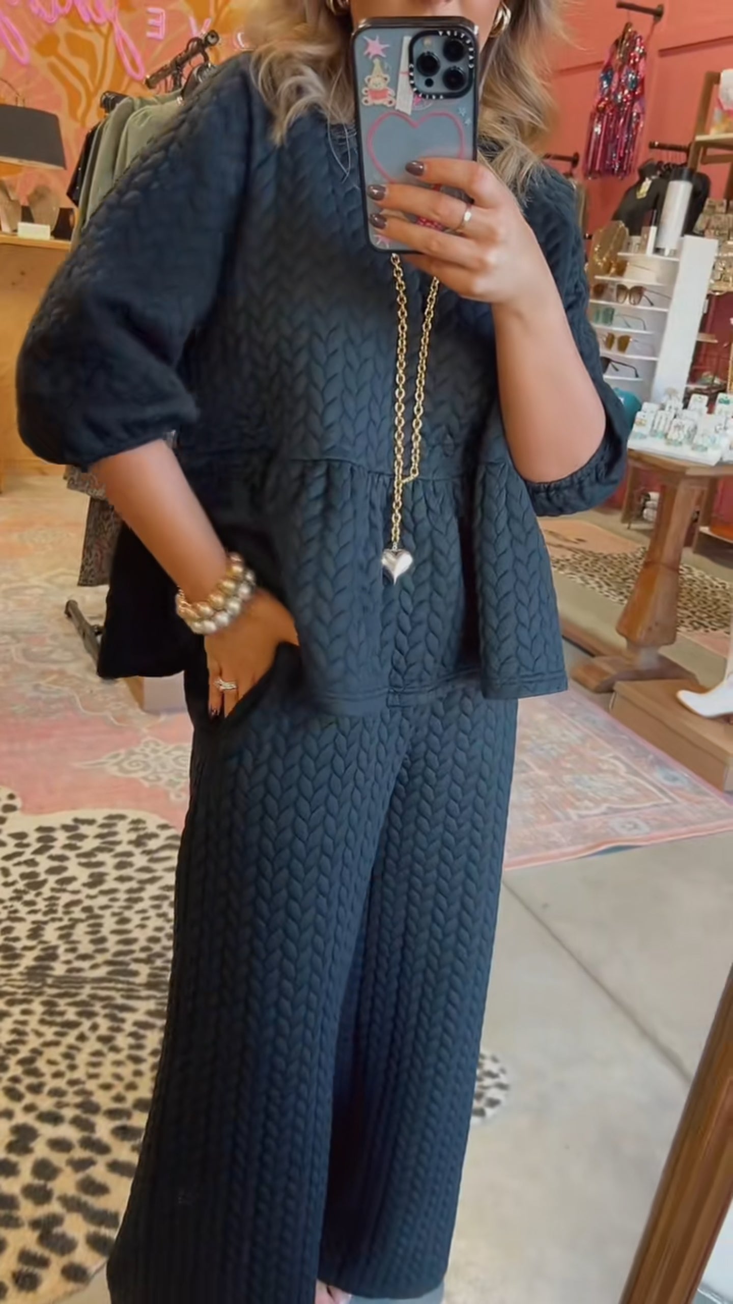 Mode Knit Peplum Top+Pants