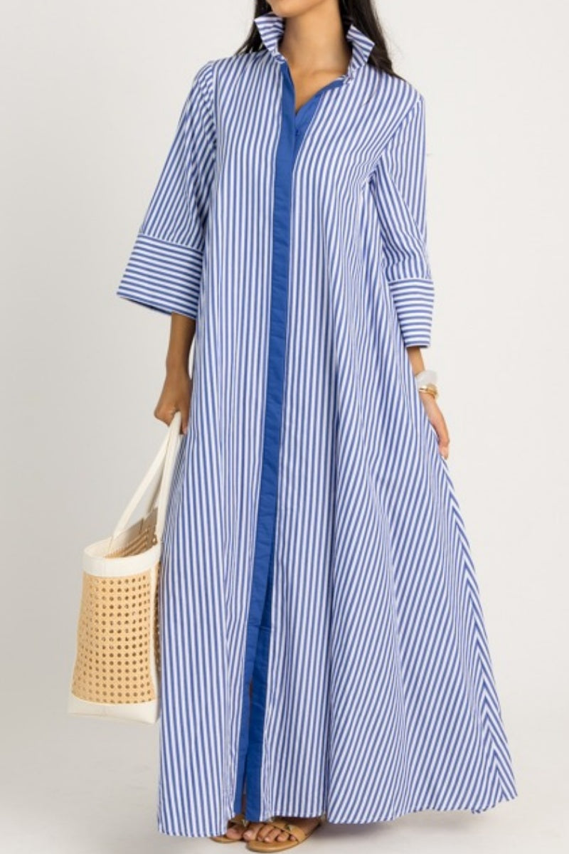 Orchid Stripe Maxi Shirt Dress