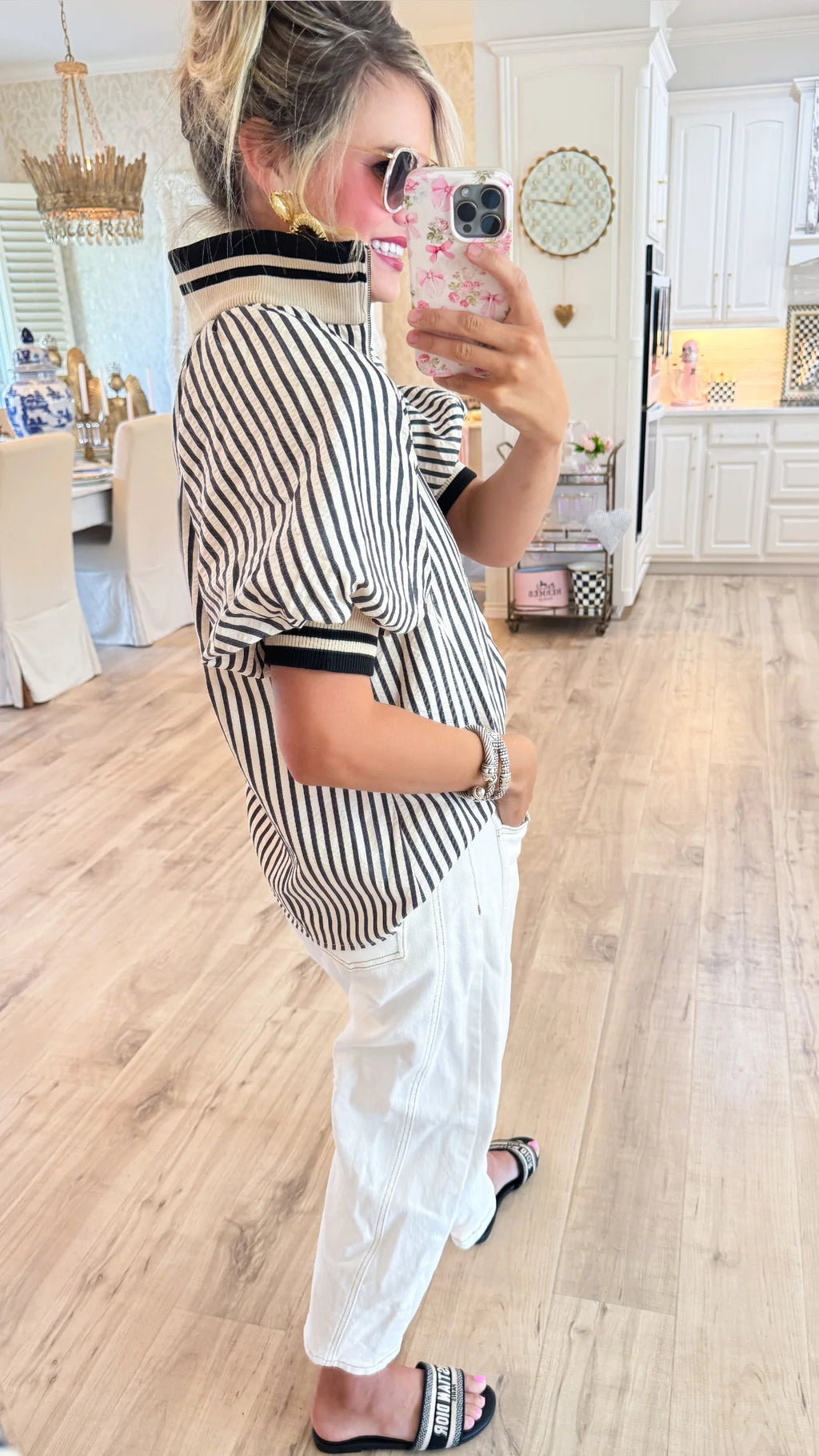 Brick Stripe Half Zip Top