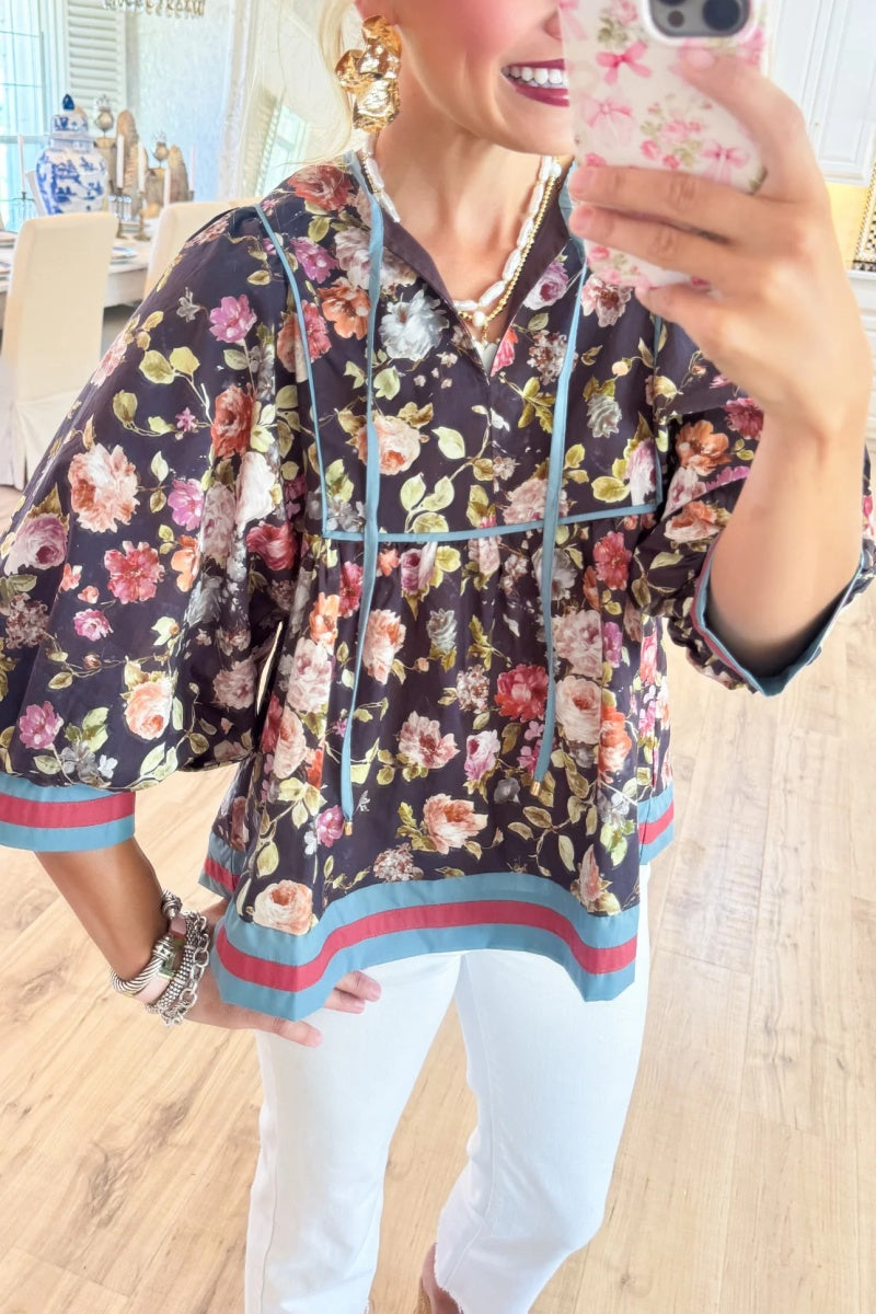 Vintage Floral Print Top