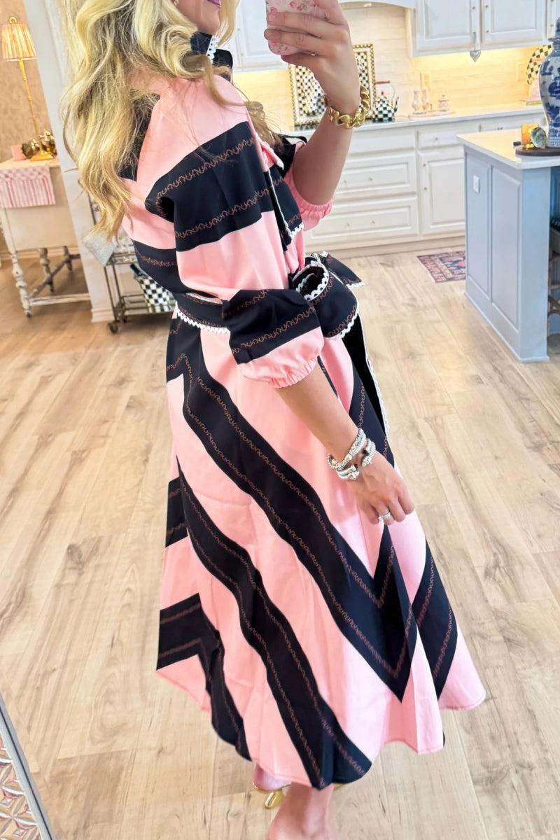 Pink Bold Stripe Maxi Dress