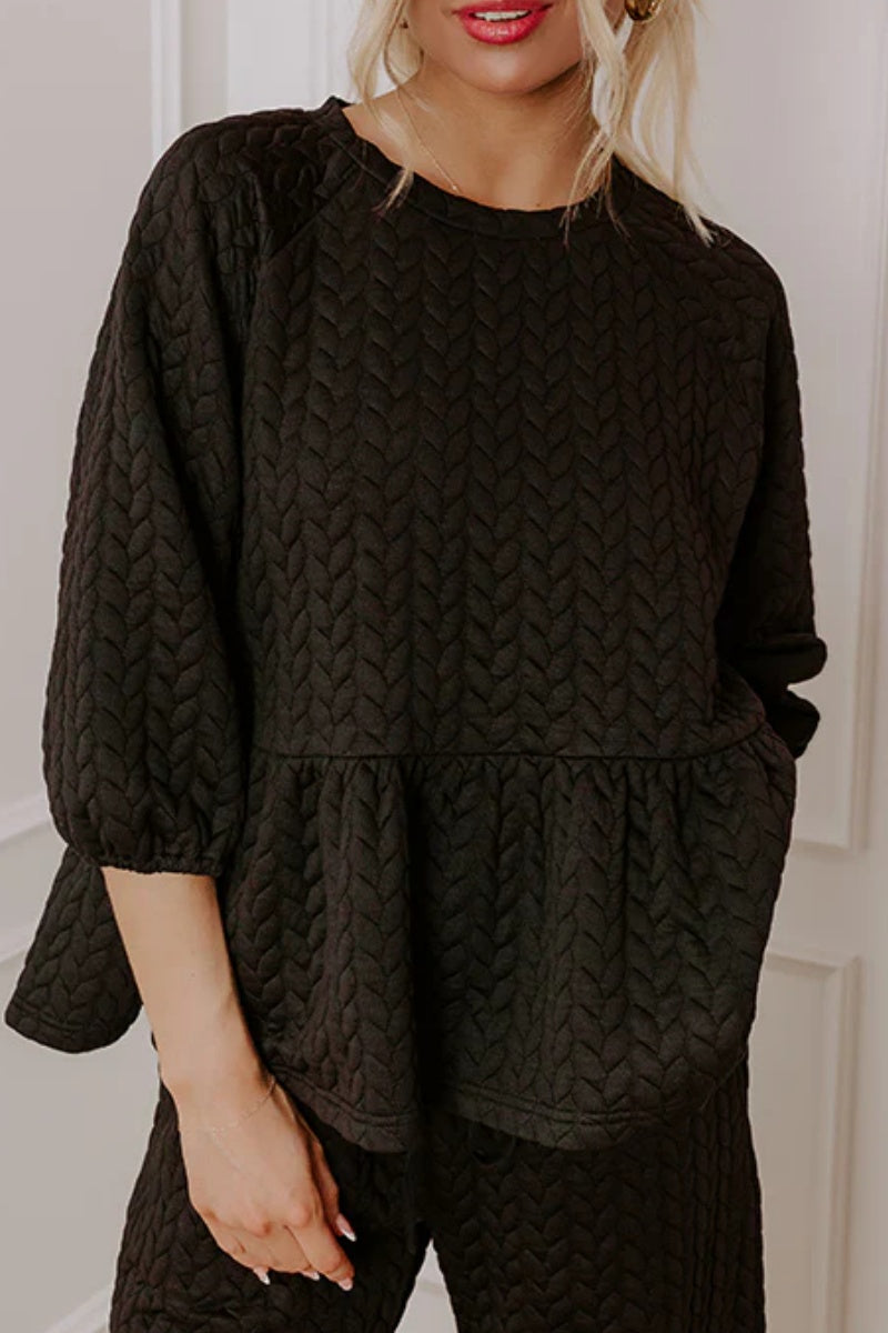 Mode Knit Peplum Top+Pants