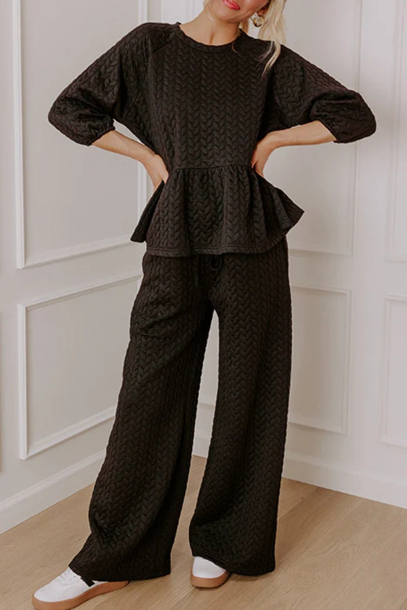 Mode Knit Peplum Top+Pants