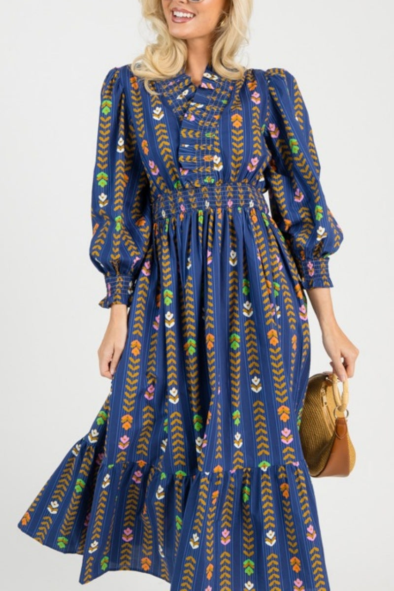 Linear Bloom Maxi Dress