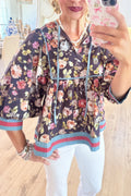 Vintage Floral Print Top