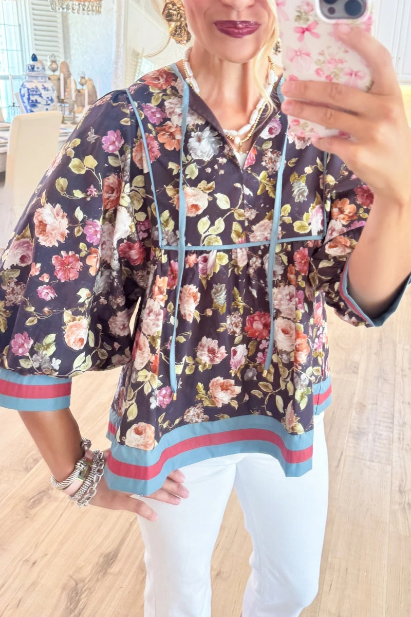 Vintage Floral Print Top