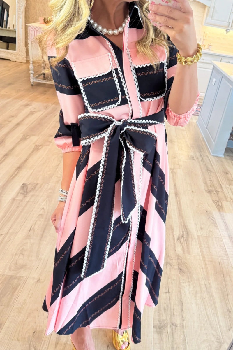 Pink Bold Stripe Maxi Dress