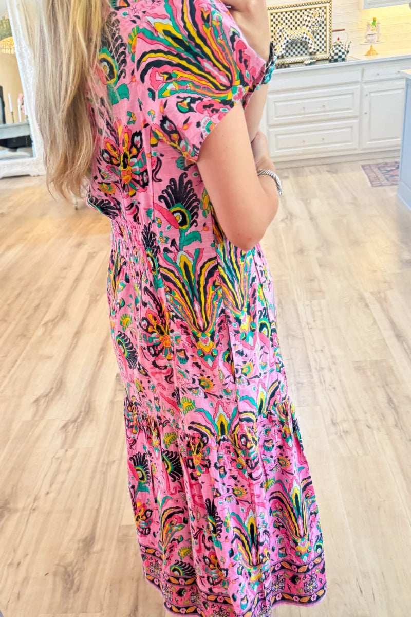 Uncle Frank Pink Tropical Borders Dress