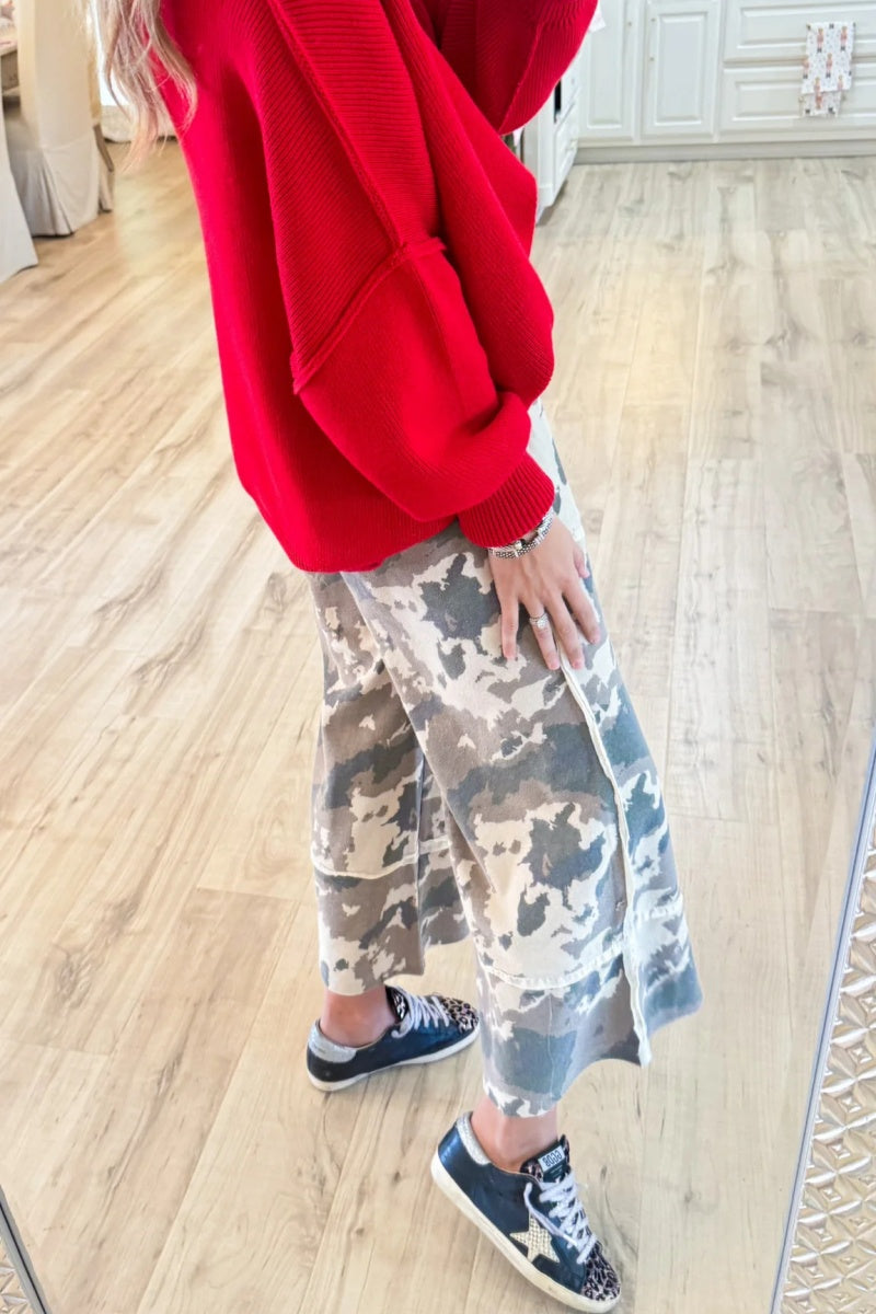 Faded Olive Washed Terry Camo Pants