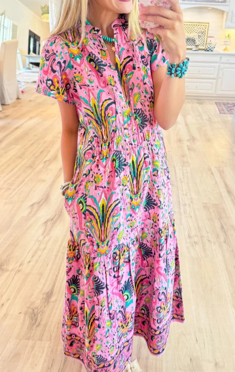 Uncle Frank Pink Tropical Borders Dress