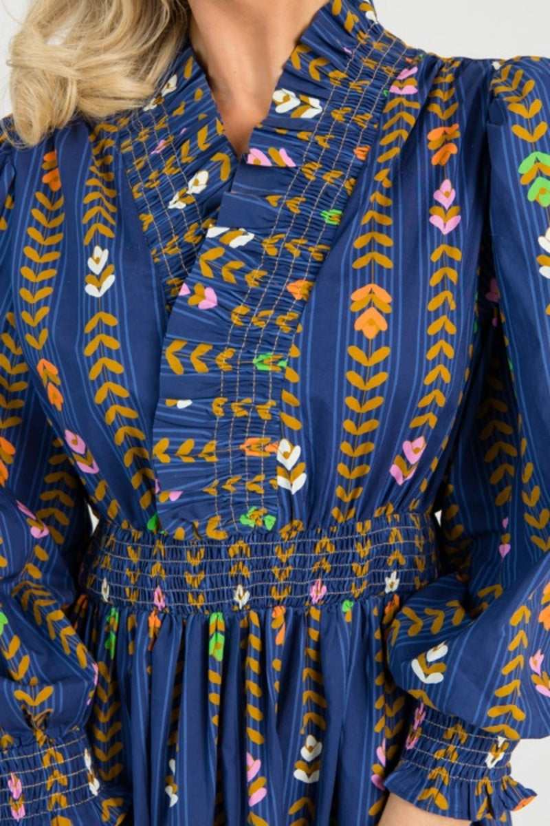 Linear Bloom Maxi Dress