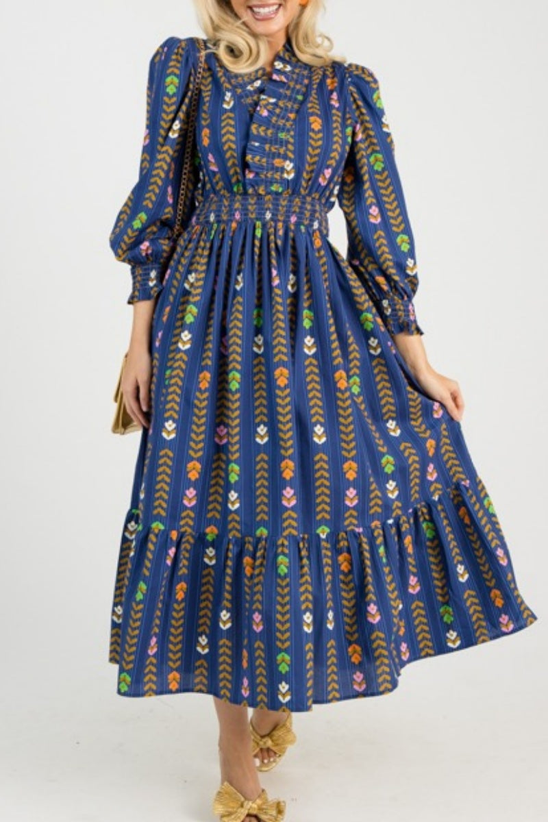 Linear Bloom Maxi Dress