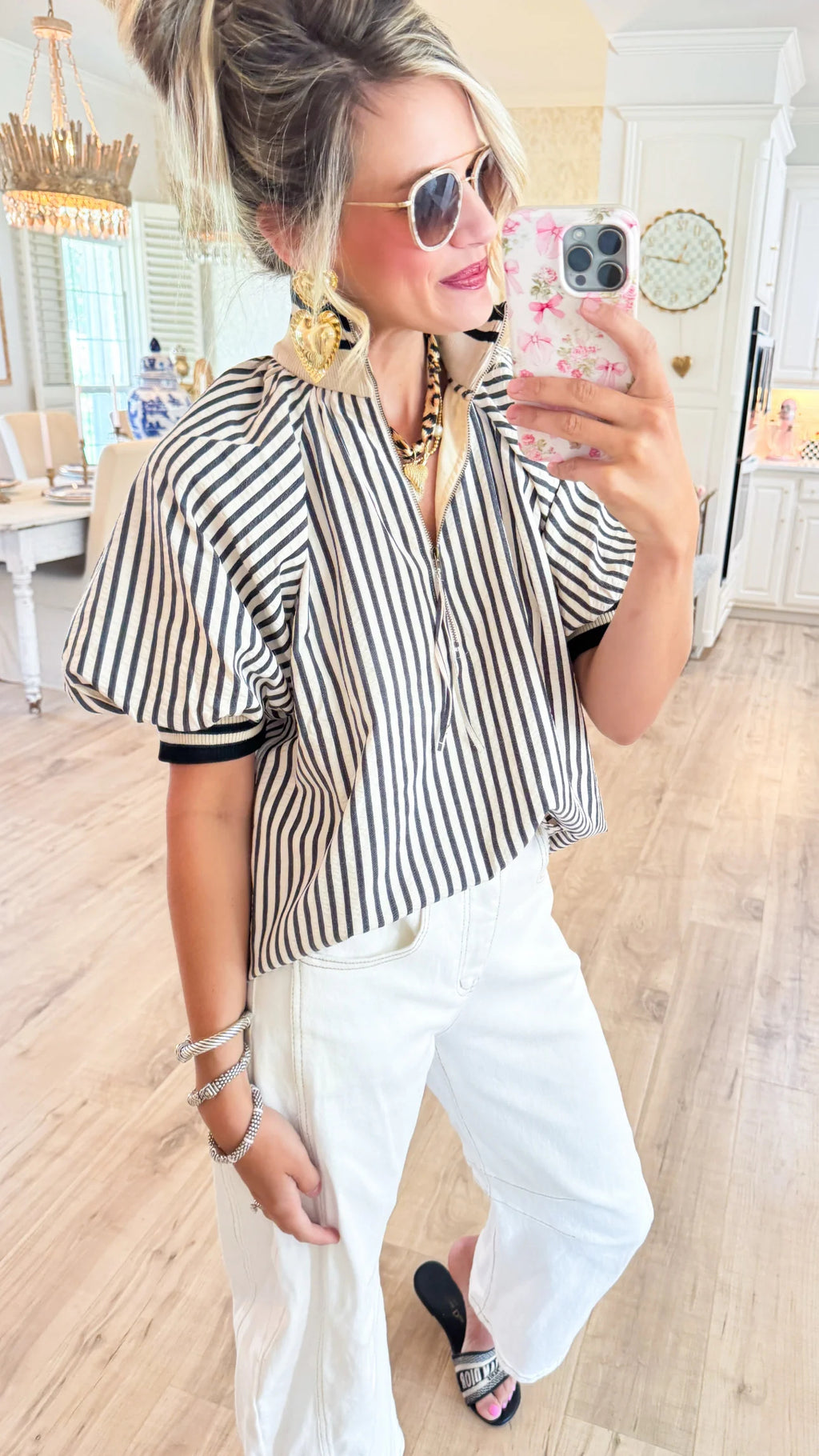 Brick Stripe Half Zip Top