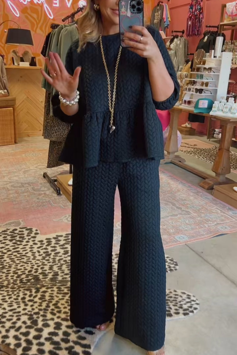 Mode Knit Peplum Top+Pants