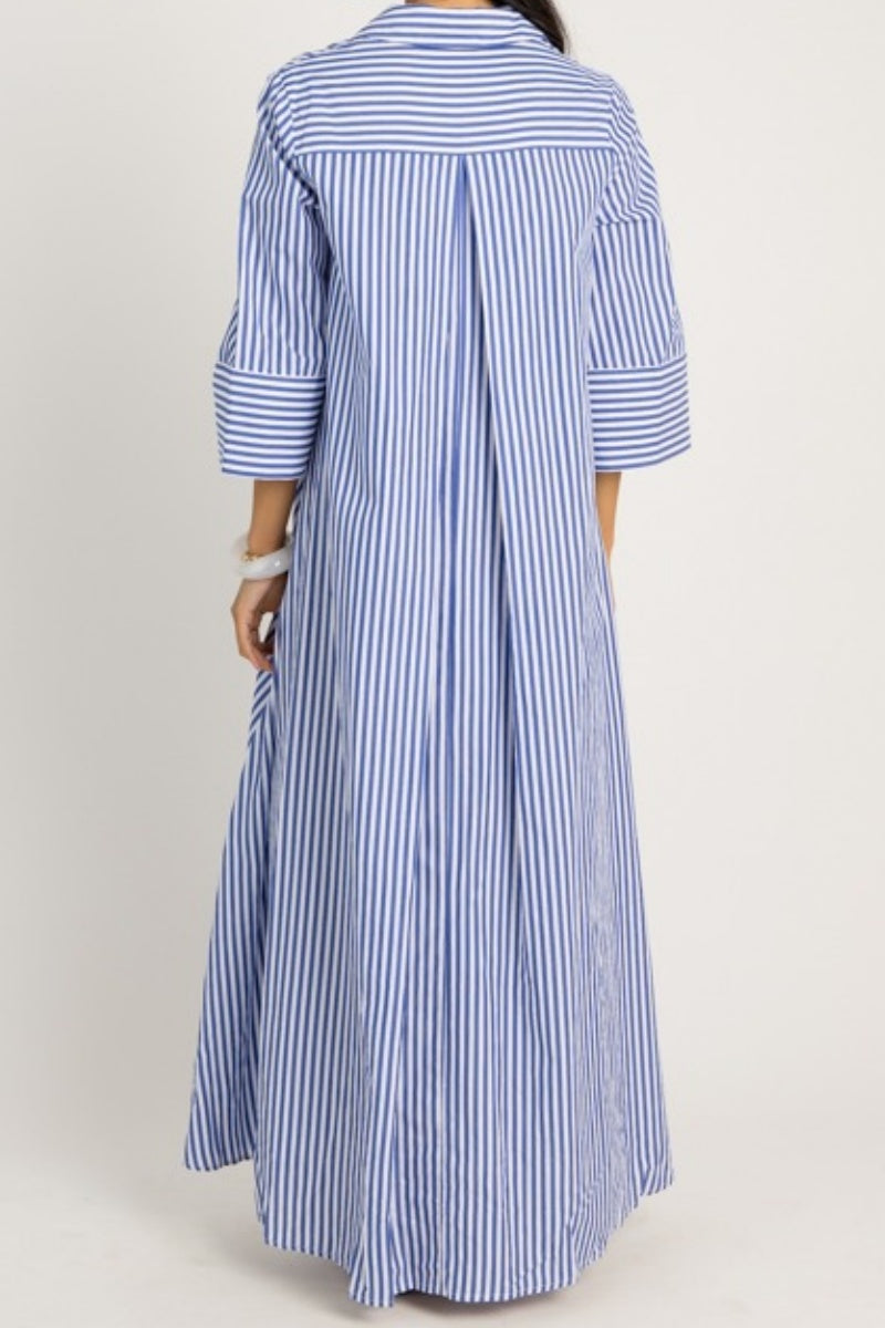 Orchid Stripe Maxi Shirt Dress