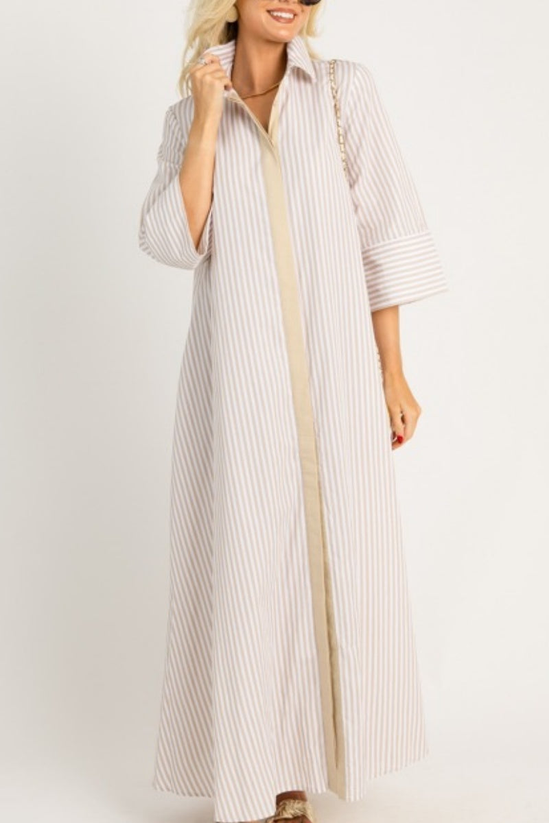 Orchid Stripe Maxi Shirt Dress