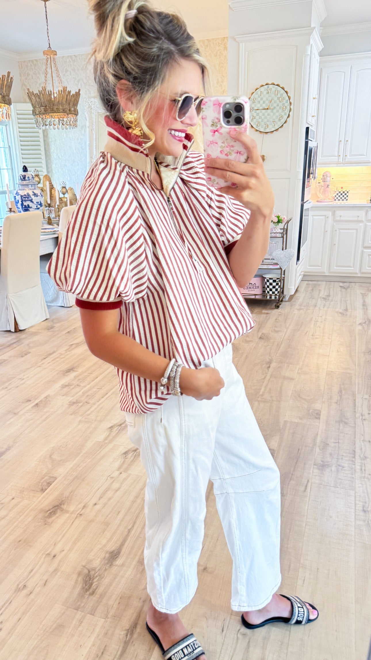 Brick Stripe Half Zip Top