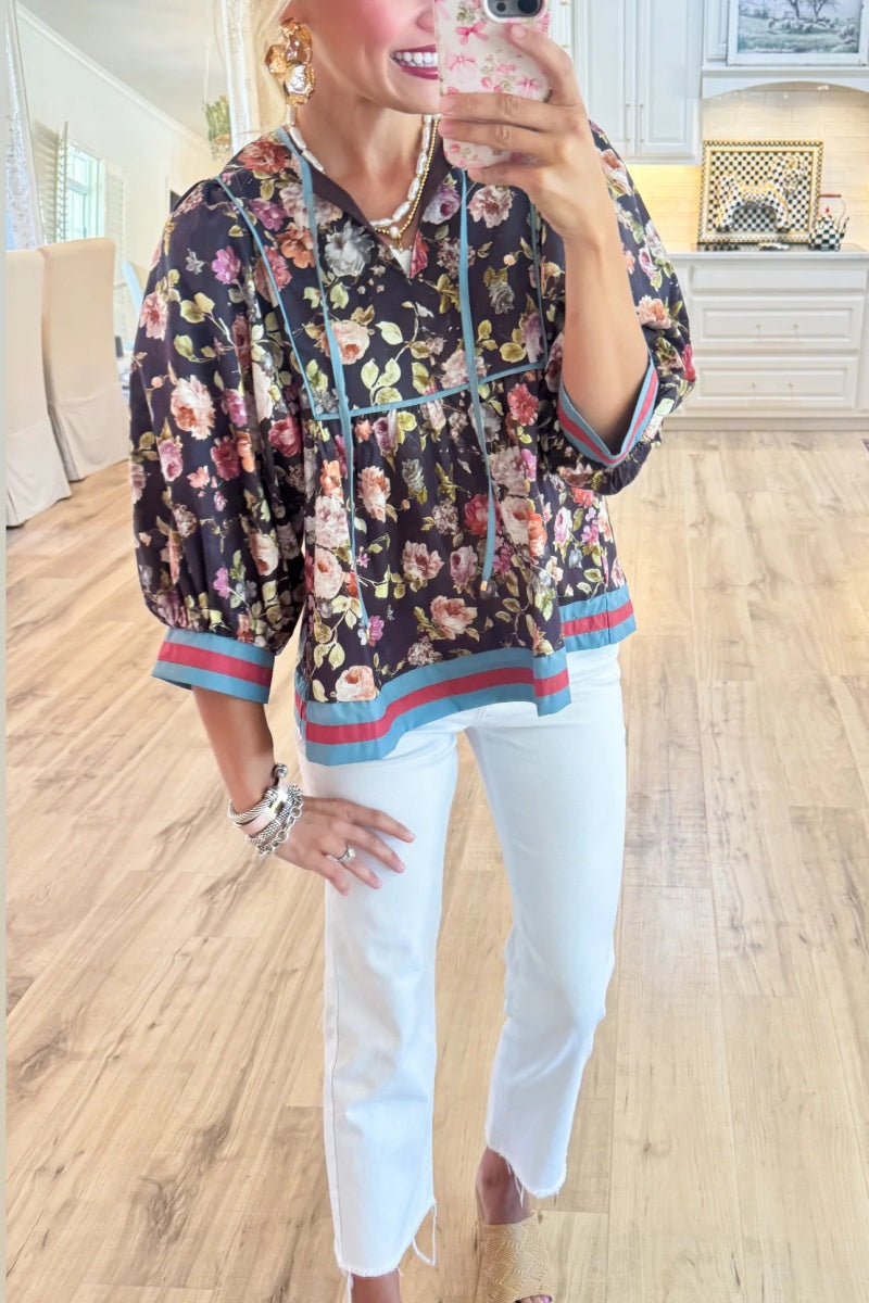 Vintage Floral Print Top