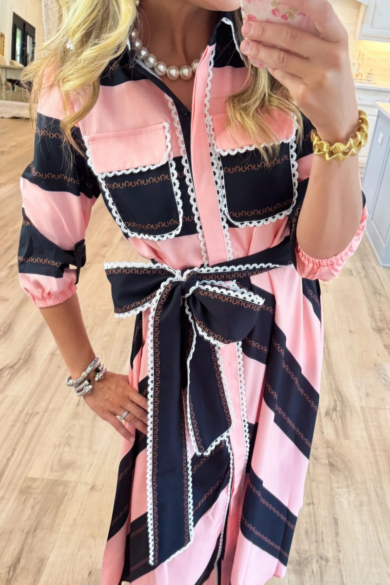 Pink Bold Stripe Maxi Dress