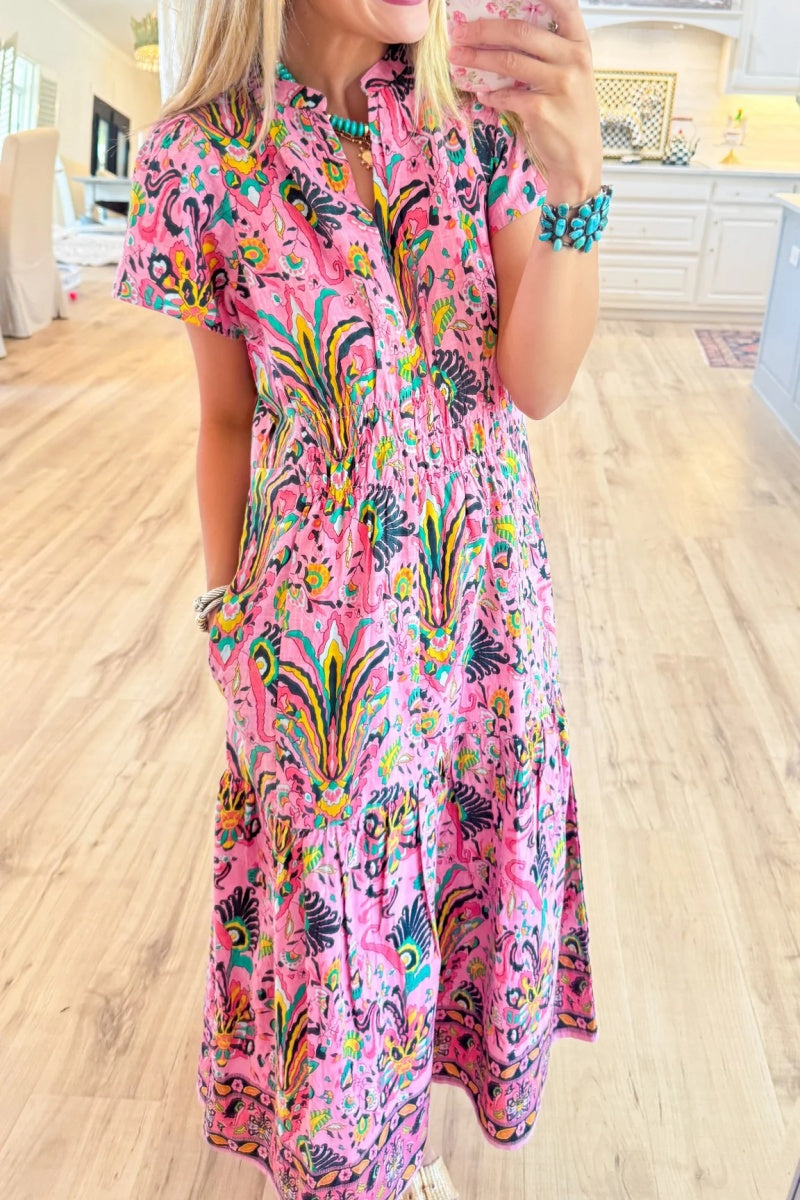 Uncle Frank Pink Tropical Borders Dress
