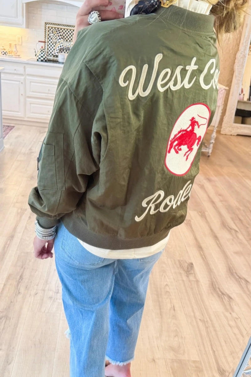 Army Green Vintage Bomber Jacket