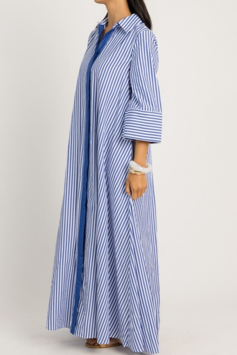 Orchid Stripe Maxi Shirt Dress