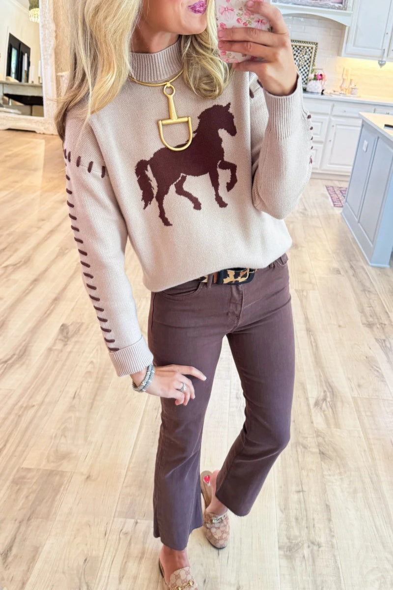 Latte Horse Knit Sweater