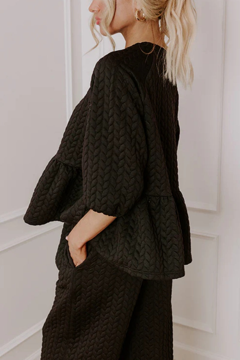 Mode Knit Peplum Top+Pants