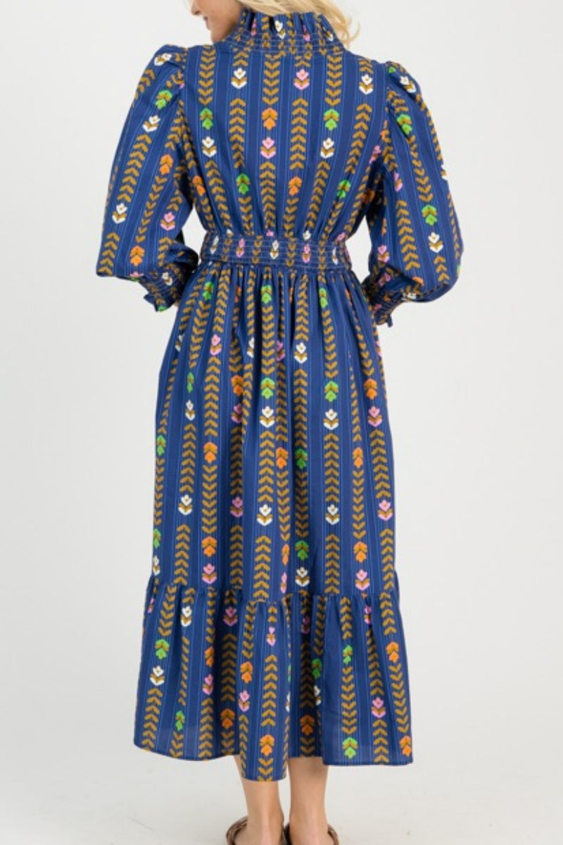 Linear Bloom Maxi Dress