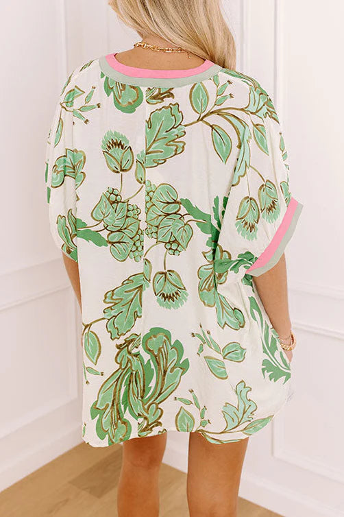 Contrast Trim Dolman Sleeve Top