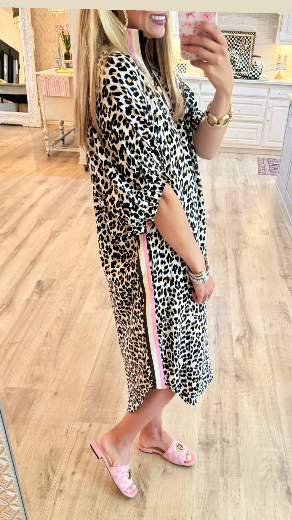 Leopard Dolman Sleeve Midi Dress