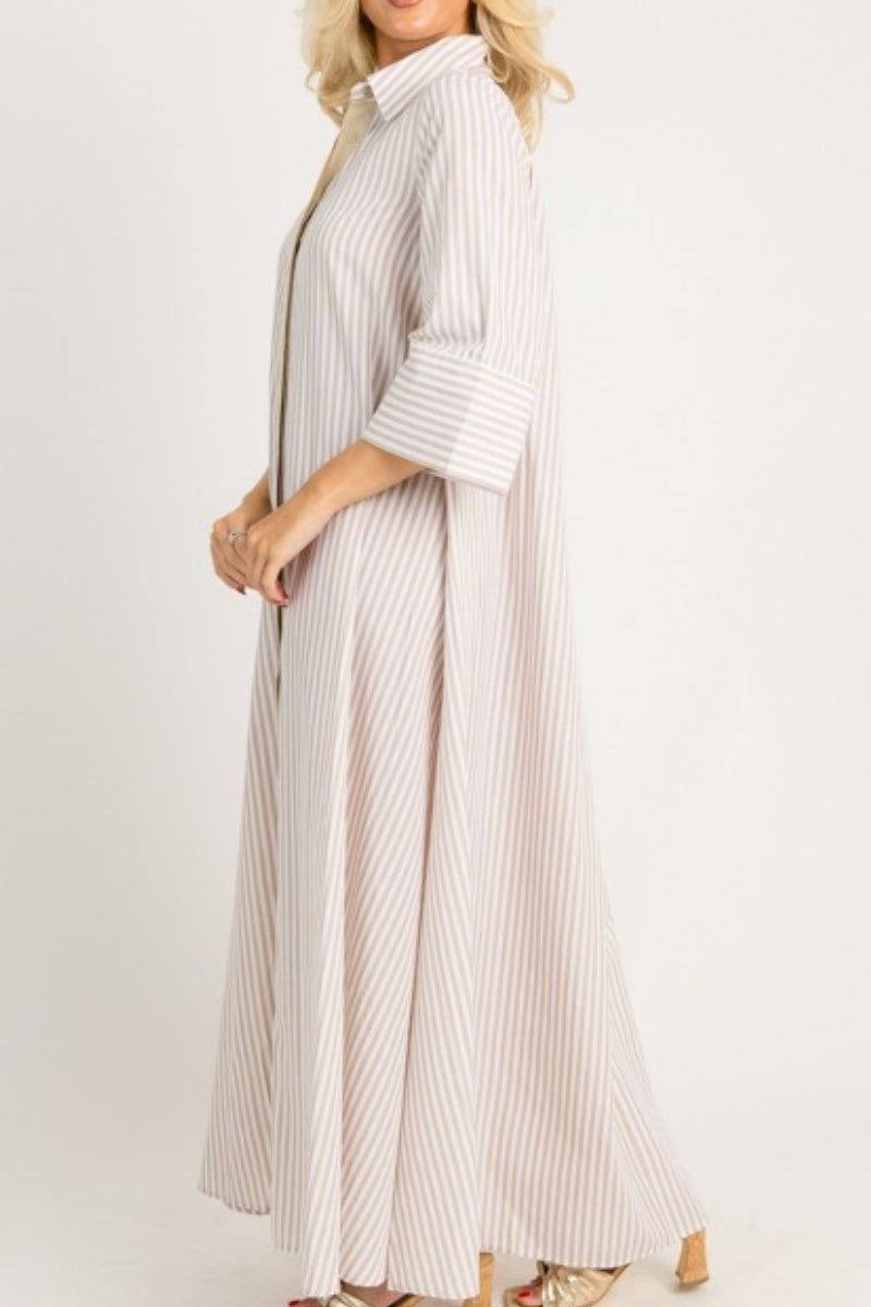 Orchid Stripe Maxi Shirt Dress