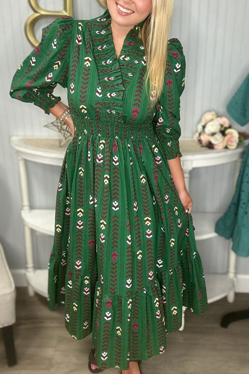 Linear Bloom Maxi Dress