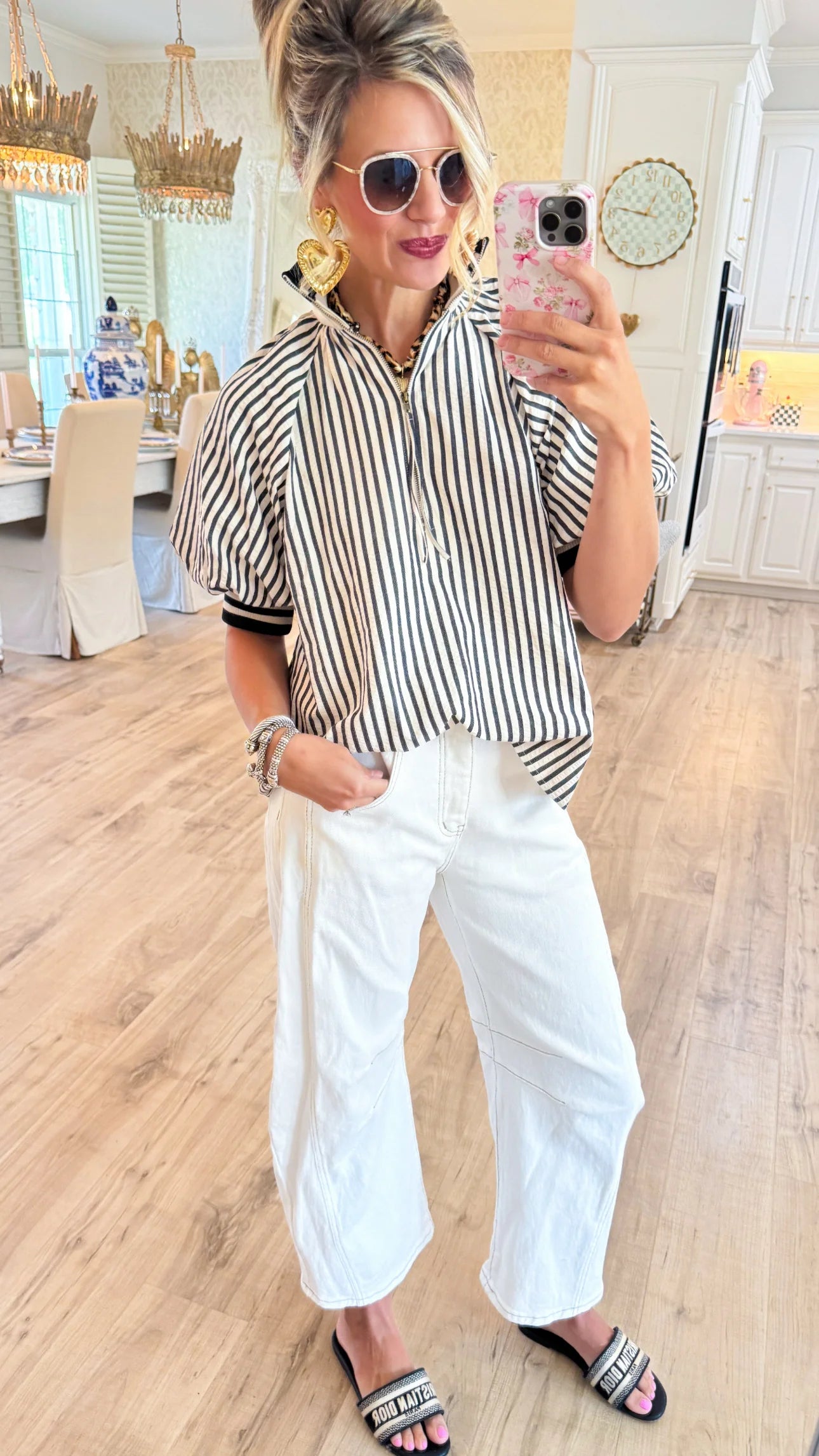 Brick Stripe Half Zip Top