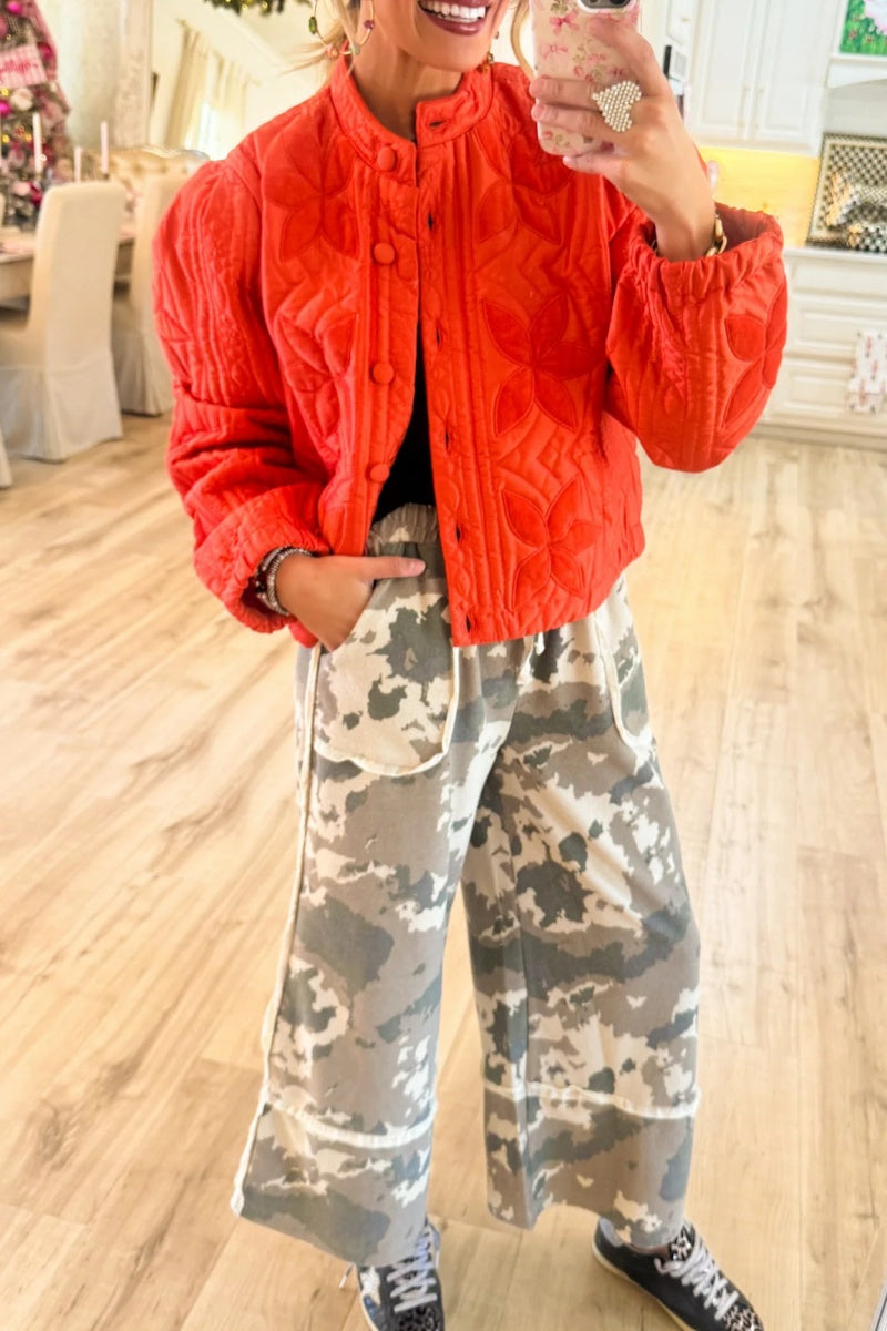 Faded Olive Washed Terry Camo Pants